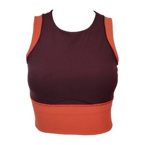 Lululemon Kick Serve Sweat Bra Bordeaux Drama Vivid Flame White Size 4